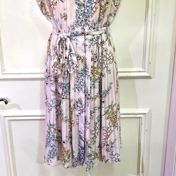 Nanette Lepore Pink/Green Multi-Color Floral Pleated Sleeveless Dress,Size 10 - Picture 10 of 16